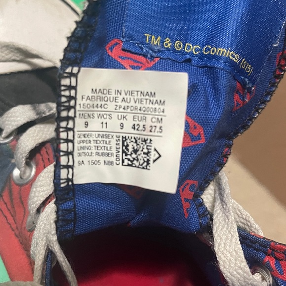 DC Comics Chuck Taylor All Star Superman High Tops Converse Used Sz 9 \ 11 - Picture 12 of 12